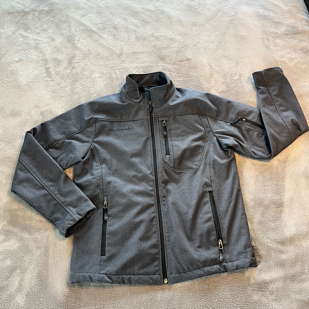 Free Country Jacket Men's S Gray Full Zip Fleece Lined Front Pockets Zipper